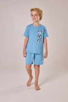 PIJAMA MASCULINO JUVENIL CURTO COM MANGA AZUL BEBÊ TIGOR - COR COM AMOR