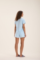 PIJAMA FEMININO CURTO COM BOTÕES AZUL XADREZ - COR COM AMOR