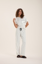 PIJAMA FEMININO LONGO COM MANGA CURTA BRANCO OFF - COR COM AMOR