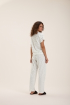 PIJAMA FEMININO LONGO COM MANGA CURTA BRANCO OFF - COR COM AMOR