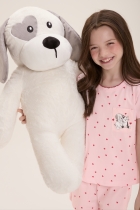 PIJAMA FEMININO INFANTIL CURTO COM MANGA ROSA CORAÇÃO - COR COM AMOR