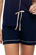 PIJAMA FEMININO CURTO COM BOTÕES AZUL MARINHO - UNIVERSO TOQUE