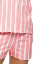 PIJAMA FEMININO CURTO COM BOTÕES ROSA LISTRADO - UNIVERSO TOQUE