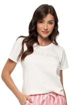 PIJAMA FEMININO CURTO COM SHORT CORAL LISTRADO - UNIVERSO TOQUE