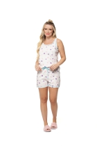 PIJAMA FEMININO CURTO COM REGATA CORAÇÕES - UNIVERSO TOQUE