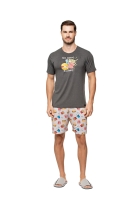 PIJAMA MASCULINO CURTO COM MANGA BATATA FRITA FAMÍLIA - UNIVERSO TOQUE