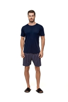 PIJAMA MASCULINO CURTO COM MANGA AZUL MARINHO - UNIVERSO TOQUE