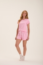PIJAMA FEMININO CURTO COM MANGA POÁ ROSA - COR COM AMOR
