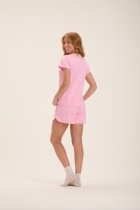 PIJAMA FEMININO CURTO COM MANGA POÁ ROSA - COR COM AMOR