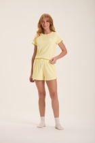 PIJAMA FEMININO CURTO COM MANGA POÁ AMARELO - COR COM AMOR