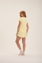 PIJAMA FEMININO CURTO COM MANGA POÁ AMARELO - COR COM AMOR