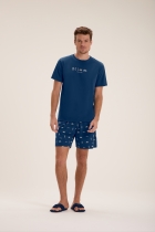 PIJAMA MASCULINO COM MANGA CURTA E BERMUDA AZUL MARINHO - COR COM AMOR