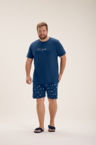 PIJAMA MASCULINO CURTO COM BERMUDA AZUL MARINHO PLUS SIZE - COR COM AMOR