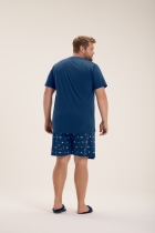 PIJAMA MASCULINO CURTO COM BERMUDA AZUL MARINHO PLUS SIZE - COR COM AMOR