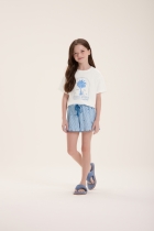 PIJAMA FEMININO JUVENIL CURTO COQUEIRO AZUL FAMÍLIA - COR COM AMOR
