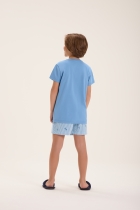 PIJAMA MASCULINO JUVENIL CURTO COQUEIRO AZUL FAMÍLIA - COR COM AMOR