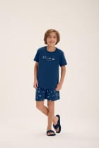 PIJAMA MASCULINO JUVENIL CURTO AZUL MARINHO - COR COM AMOR