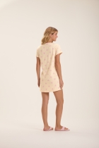 PIJAMA FEMININO CURTO COM MANGA FLORES AMARELO - COR COM AMOR