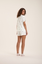 PIJAMA FEMININO CURTO COM MANGA ÁGUA DE COCO BRANCO OFF -COR COM AMOR