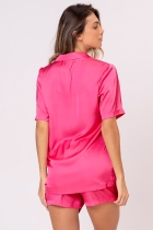 PIJAMA FEMININO CURTO COM BOTÕES CETIM PINK - ACUO