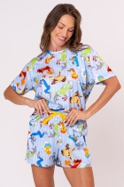 PIJAMA FEMININO CURTO COM MANGA LOONEY TUNES AZUL FAMÍLIA - ACUO