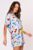 PIJAMA FEMININO CURTO COM MANGA LOONEY TUNES AZUL FAMÍLIA - ACUO