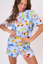 PIJAMA FEMININO CURTO COM MANGA LOONEY TUNES AZUL FAMÍLIA - ACUO