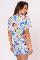 PIJAMA FEMININO CURTO COM MANGA LOONEY TUNES AZUL FAMÍLIA - ACUO