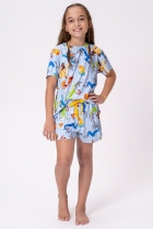 PIJAMA FEMININO INFANTIL CURTO LOONEY TUNES AZUL FAMÍLIA - ACUO