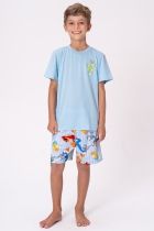 PIJAMA MASCULINO JUVENIL COM BERMUDA LOONEY TUNES AZUL FAMÍLIA - ACUO
