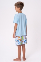 PIJAMA MASCULINO JUVENIL COM BERMUDA LOONEY TUNES AZUL FAMÍLIA - ACUO