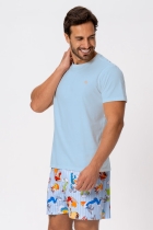 PIJAMA MASCULINO COM BERMUDA LOONEY TUNES AZUL FAMÍLIA - ACUO