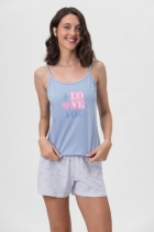 PIJAMA FEMININO COM ALÇA AZUL CLARO - MENSAGEIRO DOS SONHOS