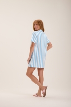 CAMISOLA FEMININA COM BOTÕES AZUL LISTRADO - COR COM AMOR