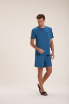 PIJAMA MASCULINO COM BERMUDA MARINHO ÂNCORA FAMÍLIA - COR COM AMOR