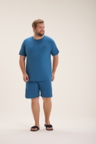 PIJAMA MASCULINO CURTO MARINHO ÂNCORA FAMÍLIA PLUS SIZE - COR COM AMOR