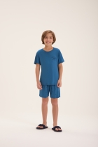 PIJAMA MASCULINO INFANTIL CURTO MARINHO ÂNCORA FAMÍLIA - COR COM MOR