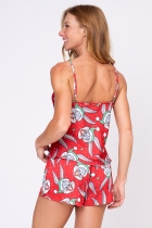 PIJAMA FEMININO CURTO DE ALÇA CETIM NATAL PERNALONGA - ACUO