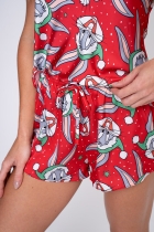 PIJAMA FEMININO CURTO DE ALÇA CETIM NATAL PERNALONGA - ACUO