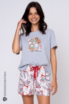 PIJAMA FEMININO CURTO CINZA NATAL PERNALONGA FAMÍLIA - ACUO