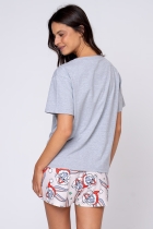 PIJAMA FEMININO CURTO CINZA NATAL PERNALONGA FAMÍLIA - ACUO