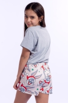 PIJAMA FEMININO JUVENIL CURTO CINZA NATAL PERNALONGA FAMÍLIA - ACUO
