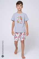 PIJAMA MASCULINO JUVENIL CINZA NATAL PERNALONGA FAMÍLIA - ACUO