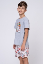 PIJAMA MASCULINO JUVENIL CINZA NATAL PERNALONGA FAMÍLIA - ACUO