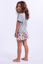 PIJAMA FEMININO INFANTIL CURTO CINZA NATAL PERNALONGA FAMÍLIA - ACUO