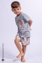 PIJAMA MASCULINO INFANTIL CURTO CINZA NATAL PERNALONGA FAMÍLIA - ACUO