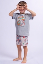 PIJAMA MASCULINO INFANTIL CURTO CINZA NATAL PERNALONGA FAMÍLIA - ACUO