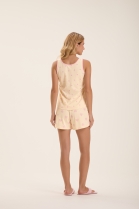 PIJAMA FEMININO CURTO COM REGATA AMARELA CORAÇÃO - COR COM AMOR