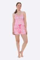 PIJAMA FEMININO CURTO DE ALÇA ROSA AVIÃO - BOCEJINHO