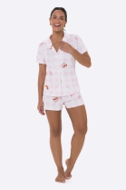 PIJAMA FEMININO CURTO COM BOTÕES XADREZ DOG PLUS SIZE - BOCEJINHO